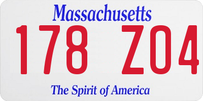 MA license plate 178ZO4
