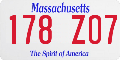 MA license plate 178ZO7