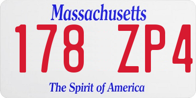 MA license plate 178ZP4