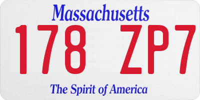 MA license plate 178ZP7