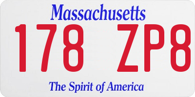 MA license plate 178ZP8