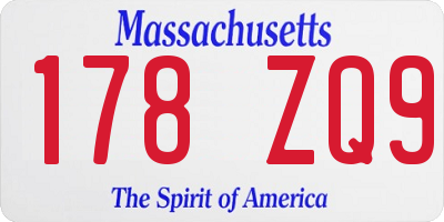 MA license plate 178ZQ9