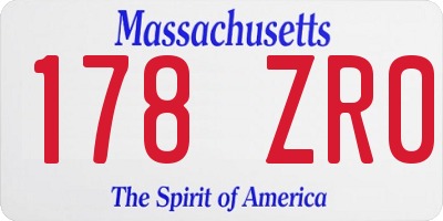 MA license plate 178ZR0