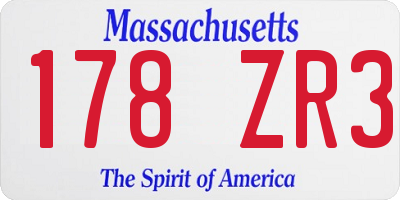 MA license plate 178ZR3