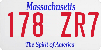 MA license plate 178ZR7