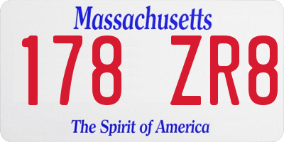 MA license plate 178ZR8