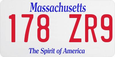MA license plate 178ZR9
