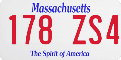 MA license plate 178ZS4