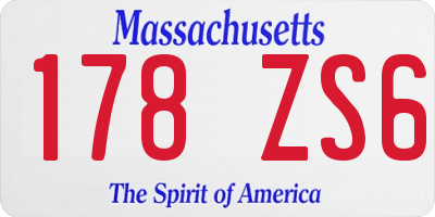 MA license plate 178ZS6