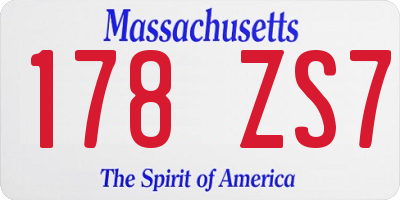 MA license plate 178ZS7