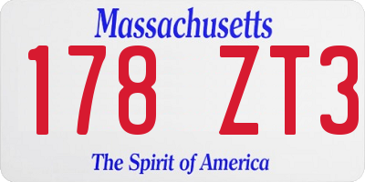 MA license plate 178ZT3