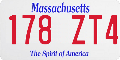 MA license plate 178ZT4