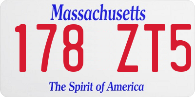 MA license plate 178ZT5