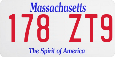 MA license plate 178ZT9