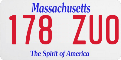 MA license plate 178ZU0