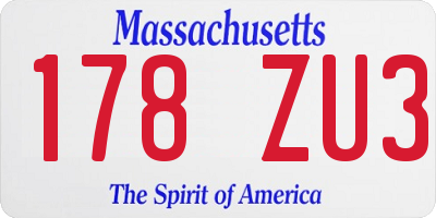 MA license plate 178ZU3