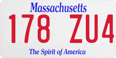 MA license plate 178ZU4