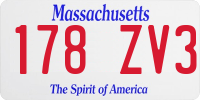 MA license plate 178ZV3