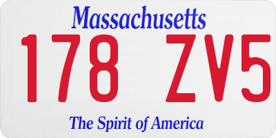 MA license plate 178ZV5