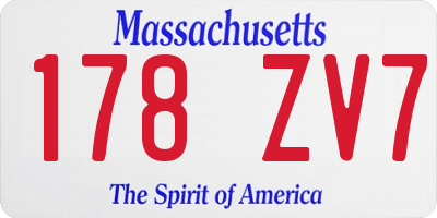 MA license plate 178ZV7