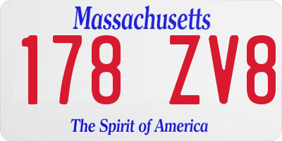 MA license plate 178ZV8