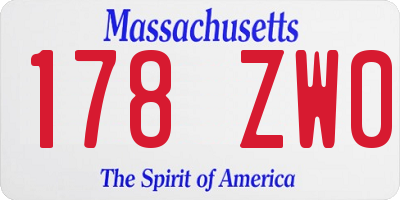 MA license plate 178ZW0
