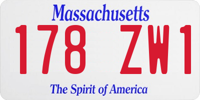 MA license plate 178ZW1