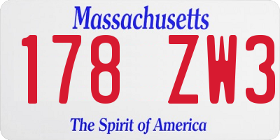 MA license plate 178ZW3