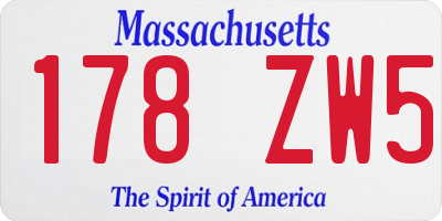 MA license plate 178ZW5
