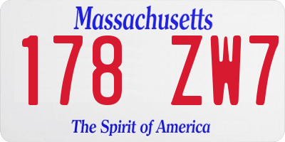MA license plate 178ZW7
