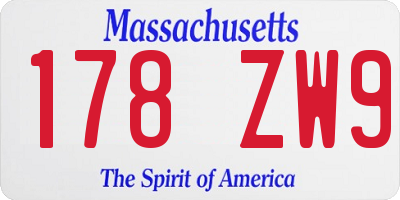 MA license plate 178ZW9