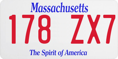 MA license plate 178ZX7