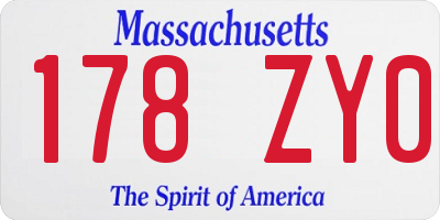 MA license plate 178ZY0
