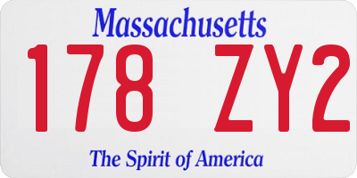 MA license plate 178ZY2