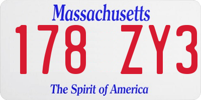 MA license plate 178ZY3