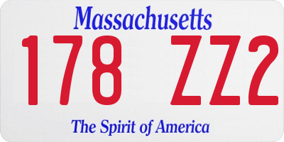 MA license plate 178ZZ2
