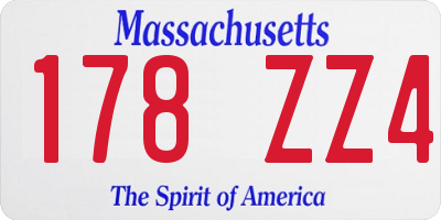 MA license plate 178ZZ4