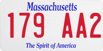 MA license plate 179AA2