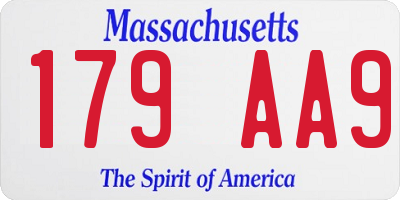 MA license plate 179AA9