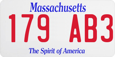 MA license plate 179AB3