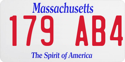 MA license plate 179AB4