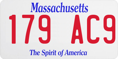 MA license plate 179AC9