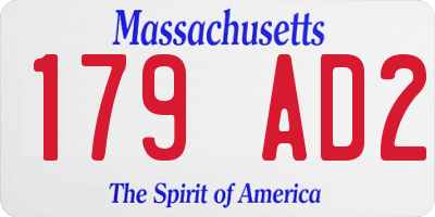 MA license plate 179AD2
