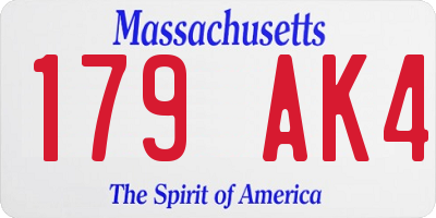 MA license plate 179AK4