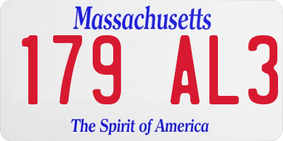 MA license plate 179AL3