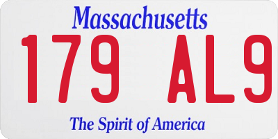 MA license plate 179AL9
