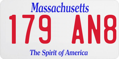 MA license plate 179AN8