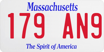 MA license plate 179AN9