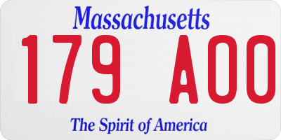 MA license plate 179AO0
