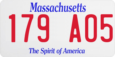 MA license plate 179AO5